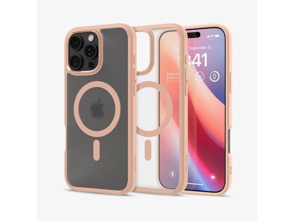 Spigen Ultra Hybrid (MagFit), Suojus, Apple, iPhone 16 Pro, 16 cm (6.3"), Ruusu, Läpinäkyvä