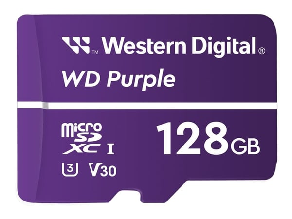 Western Digital Purple, 128 GB, MicroSDXC, 100 MB/s, 60 MB/s, Class 3 (U3), V30