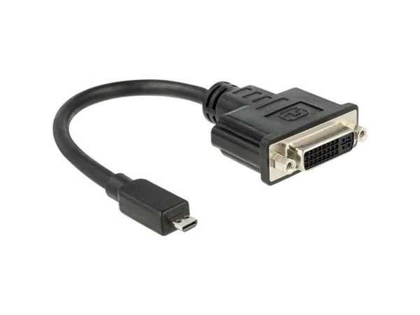 Delock - Video adapter - 19 pin micro HDMI Type D hann til DVI-D hunn - 20 cm - svart