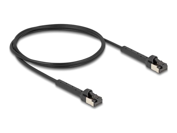 Delock - Koblingskabel - RJ-45 (hann) angled up to 60° til RJ-45 (hann) angled up to 60° - 1 m - 3.8 mm - U/FTP - CAT 6a - halogenfri, uten hindrin...
