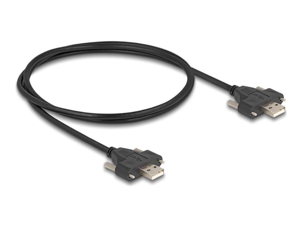 Delock USB 2.0 kaapeli tyyppi A uros uros uros ruuvivälillä 30 mm 1 m musta