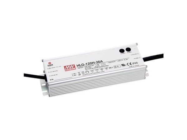 MEAN WELL HLG-120H-12B, 120 W, IP65, 62000 timer, 90-305 V, 47 ~ 63 Hz, 1.4 / 115VC, 0.6 / 230VC, 0.55 / 277VC