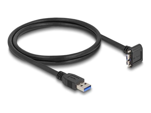 Delock USB 5 Gbps kabel USB Type-A hann rett til USB Micro-B hann med skrueavstand 18 mm 90° vinklet oppover
