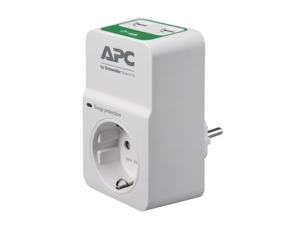 APC Essential Surgearrest PM1WU2 - Overspenningsavleder - AC 230 V - utgangskontakter: 1 - Tyskland - hvit