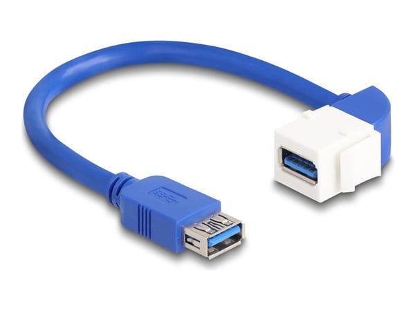 Delock - USB-forlengelseskabel - USB-type A (hunn) rett til USB-type A (hunn) vinklet - USB 3.0 - 20 cm - Keystone-jakk, up to 5 Gbps data transfer...