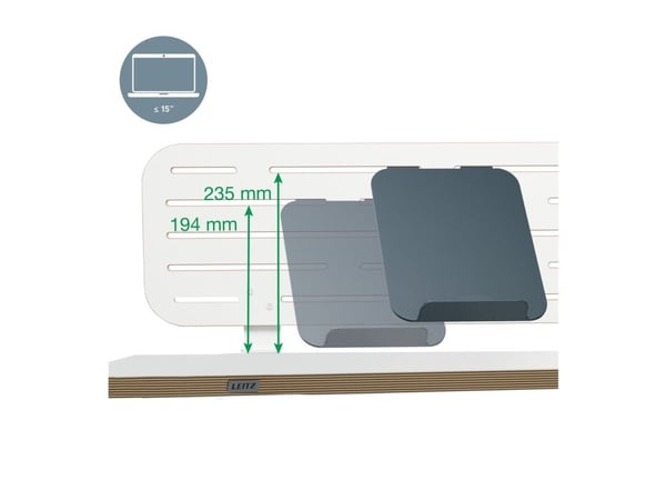 Leitz Ergo Pegboard organiseringstavle til skrivebordet med laptop holder, 80x25 cm hvid