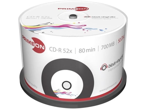 Primeon 2761107, 52x, CD-R, 120 mm, 700 MB, Kakeboks, 50 stykker