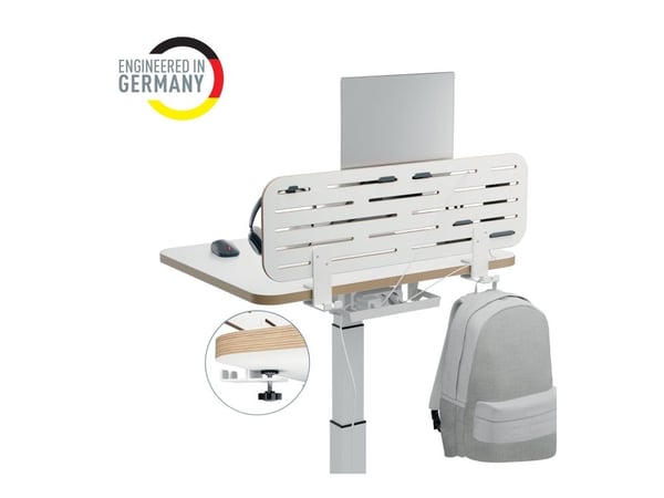 Leitz Ergo Pegboard organiseringstavle til skrivebordet med laptop holder, 80x25 cm hvid