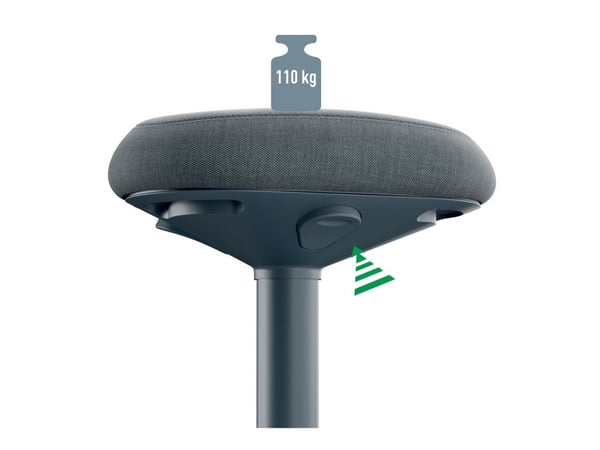 Leitz Ergo Active - Stående skrivebordsstol - ergonomisk - triangulær - roterende - 100 % resirkulert stoff - mørk grå