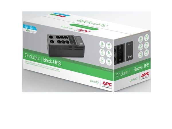 APC Back-UPS BE650G2-FR - UPS - AC 220/230 V - 400 watt - 650 VA - USB - utgangskontakter: 8 - Frankrike, Belgia - svart