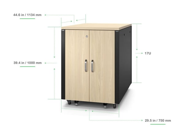 APC NetShelter - Rack (horisontal) - lydisolert - AC 230 V - lønn - 17U - 19"