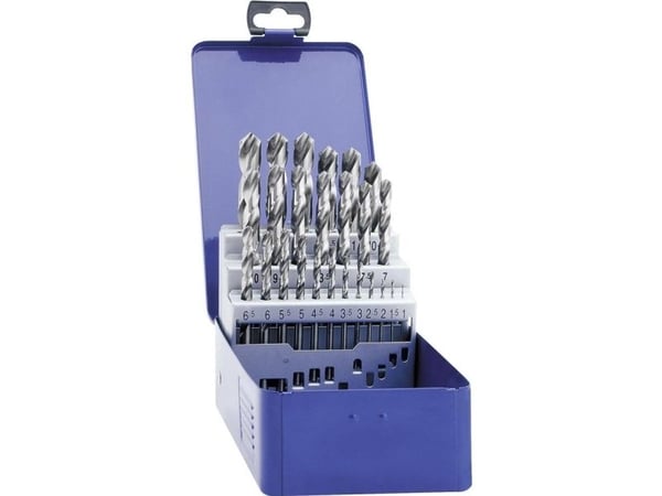 Exact 32003 HSS spiralbor i metallsett med 19 deler slipt DIN 338 sylindrisk skaft 1 sett