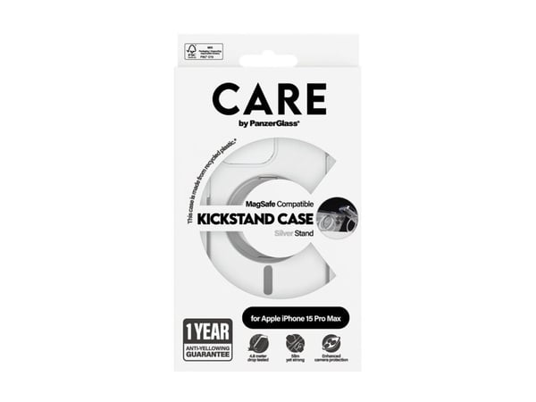 CARE by PanzerGlass - Baksidedeksel for mobiltelefon - med stativ - MagSafe-samsvar - termoplast-polyuretan (TPU), polykarbonat (PC) - gjennomsikti...
