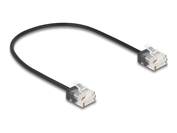 Delock - Koblingskabel - RJ-45 (hann) short til RJ-45 (hann) short - 30 cm - 2.6 mm - UTP - CAT 6 - formstøpt, ultra-slim - svart