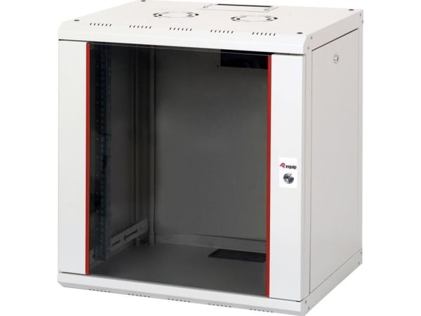 Equip EPM-12-6045-G-CBAA, Veggmonterbar hylle, 12U, Nøkkellås, Rack skinner, 22,5 kg, Lysegrå