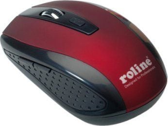 ROLINE 18.01.1087, Ambidekstriøs, Optisk, RF kabel-fri, 1600 DPI, Sort, Rød