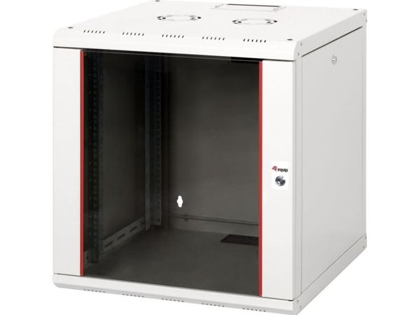 Equip EPM-12-6060-G-CBAA, Veggmonterbar hylle, 12U, Nøkkellås, Rack skinner, 28 kg, Lysegrå