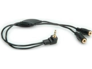 ROLINE Y Audio Cable with 3.5 mm Stereo Plug (2x speaker lines), Volume Control, Musta