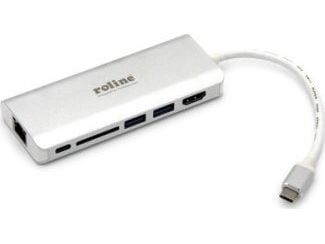 ROLINE 12.02.1037, Ledningsført, USB 3.2 Gen 1 (3.1 Gen 1) Type-C, Sølv, MicroSD (TransFlash), SD, USB