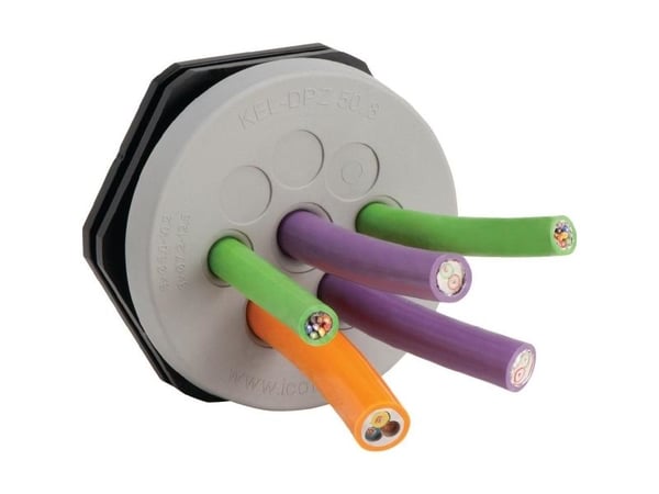 Icotek KEL-DPZ 50/8 Kabelgennemføringsplade Klemme-diameter (max.) 12.5 mm Polyamidi , Elastomeeri Grå 1 stk