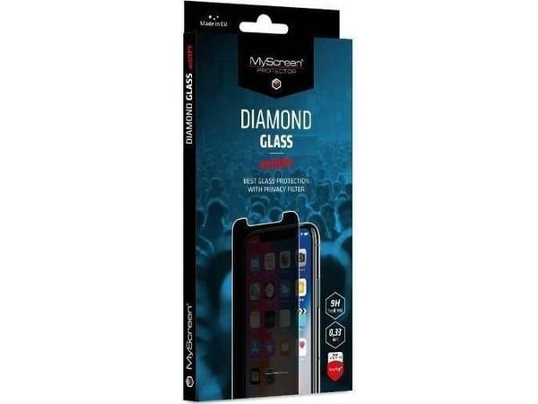 MYSCREEN antiSPY Glass iPhone 13/13 Pro beskyttelse mot nysgjerrige øyne 9H ripebeskyttelse optimalisert vedheft enkel installasjon (MD5815TGPR)