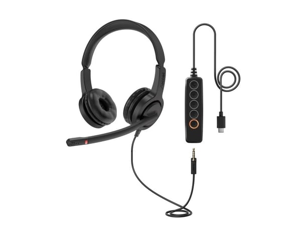 Axtel VOICE UC28-35 stereo USB-C, Koblet med ledninger (ikke trådløs), Kontor/kundesenter, Hodesett, Sort