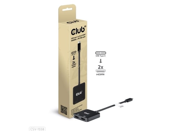 Club 3D - Video adapter - 24 pin USB-C hann til HDMI hunn - 15 cm - USB Power Delivery (100 W), 4K 60Hz støtte
