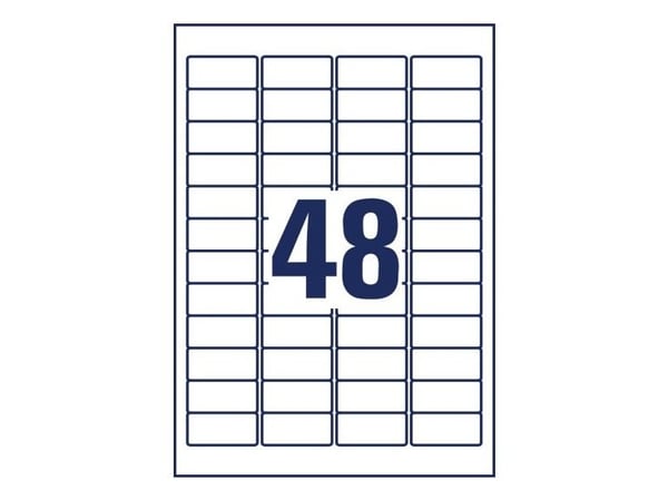 Avery L4736REV-65, Valkoinen, Itse kiinnittyvä tulostintarra, A4, Paperi, Laser/Inkjet, Irroitettava