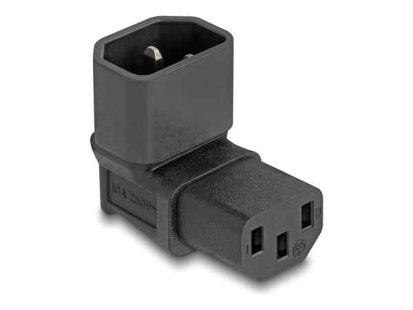Delock - Strømadapter - power IEC 60320 C13 til IEC 60320 C14 - 250 V - 10 A - 90° kontakt - svart