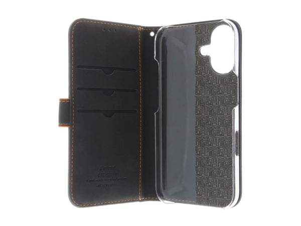 Insmat 650-3286, Avattava kotelo, Apple, iPhone 16, 15,5 cm (6.1"), musta, Oranssi