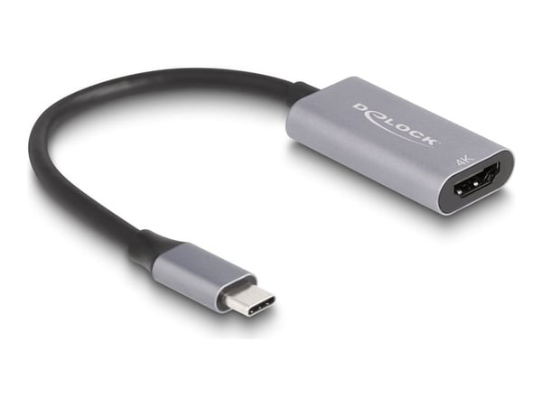 Delock - High Speed - video adapter - 24 pin USB-C hann til HDMI hunn - 15 cm - grå/svart - 4 K 60 Hz (4096 x 2160) støtte, Støtte for DP Alt-modus...