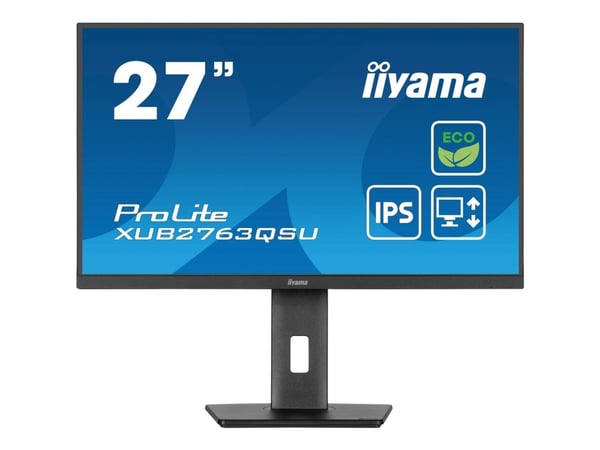 iiyama ProLite XUB2763QSU-B1 - LED-skjerm - 27" - 2560 x 1440 QHD @ 100 Hz - IPS - 350 cd/m² - 1500:1 - 2 ms - HDMI, DisplayPort - høyttalere - sva...