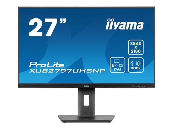 iiyama ProLite XUB2797UHSNP-B1 - LED-skjerm - 27" - 3840 x 2160 4K @ 60 Hz - IPS - 350 cd/m² - 1300:1 - 4 ms - HDMI, DisplayPort, USB-C - høyttaler...