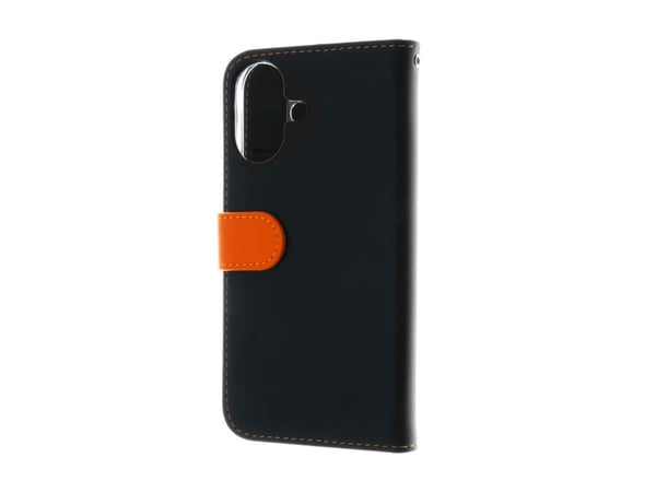 Insmat 650-3286, Avattava kotelo, Apple, iPhone 16, 15,5 cm (6.1"), musta, Oranssi