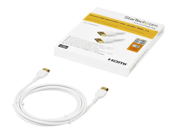Startech - Premium High Speed - HDMI-kabel med Ethernet - HDMI hann til HDMI hann - 2 m - hvit - for P/N: TB3DKM2HDL
