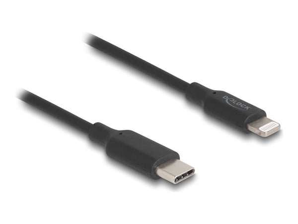 Delock Slim data- og ladekabel USB Type-C til Lightning for iPhone, iPad, iPod svart 1 m MFi