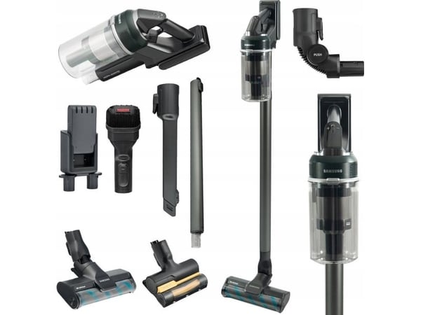 Samsung Jet 85 Multi VS20C852CTN - Støvsuger - pinne/håndholdt (2-i-1) - uten pose - uten kabel - svart krom/tregrønn - 1 batteri, inkludert lader