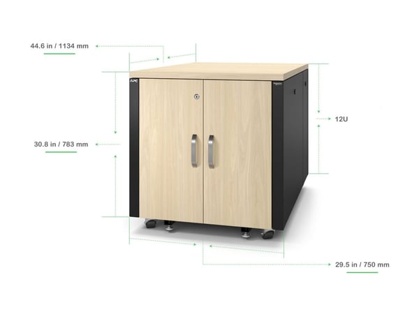 APC NetShelter - Rack (vertikal) - lydisolert - AC 100-230 V - lønn - 12U - 19" - for P/N: SMTL1500RMI3UC, SRT2200RMXLAUS, SRTL3KRM1UC, SRTL3KRM1UN...