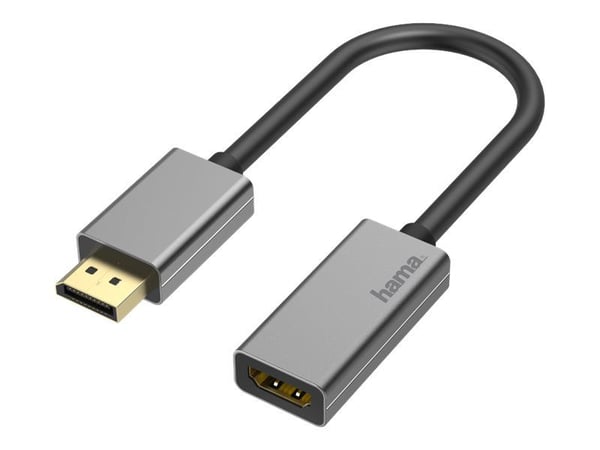 Hama - Videotilkobling - DisplayPort / HDMI - DisplayPort (S) til HDMI (W) - Svart - 4K-støtte