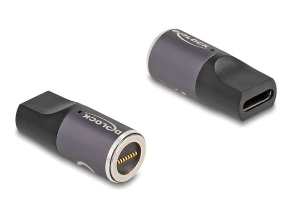 Delock-sovitin kannettavan tietokoneen latauskaapelille USB Type-C pistorasiaan ja magneettiseen 8-napaiseen liittimeen
