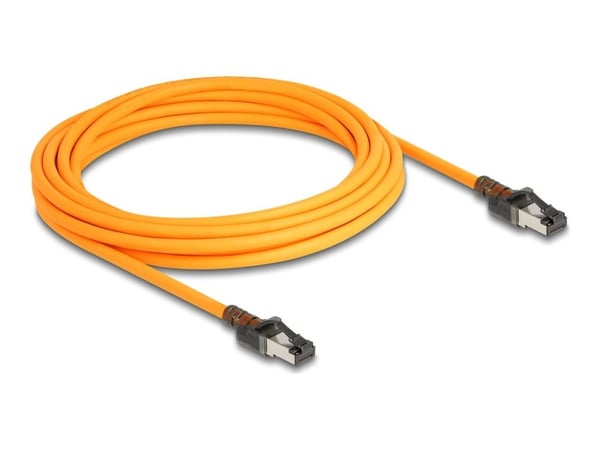 Delock - Koblingskabel - RJ-45 (hann) til RJ-45 (hann) - 5 m - 6.2 mm - S/FTP - CAT 6a - halogenfri, uten hindringer, port finder function (USB-C p...