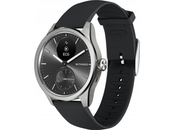 Withings ScanWatch 2 - 42 mm - rustfritt stål - hybridsmartur med bånd - fluorelastomer - håndleddstørrelse: 163-239 mm - monokrom - Bluetooth - 52...