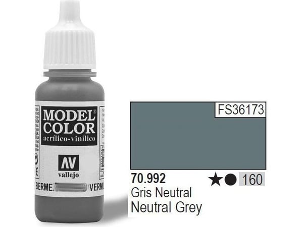 Vallejo 70.992, 17 ml, Grå, Matt, Flaska
