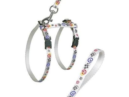 Flamingo Kitten Harne And Leash White 20-35Cm10mm