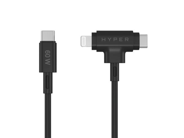 HyperJuice - Lightning-kaapeli - 24 pin USB-C han til 24 pin USB-C, Lightning han - 1,5 m - lajittelu