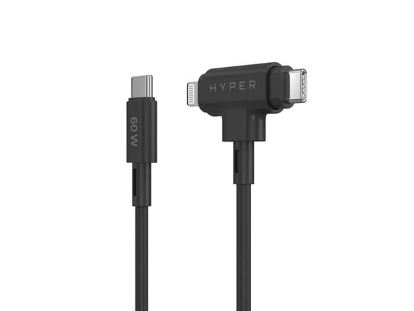 HyperJuice - Lightning-kaapeli - 24 pin USB-C han til 24 pin USB-C, Lightning han - 1,5 m - lajittelu