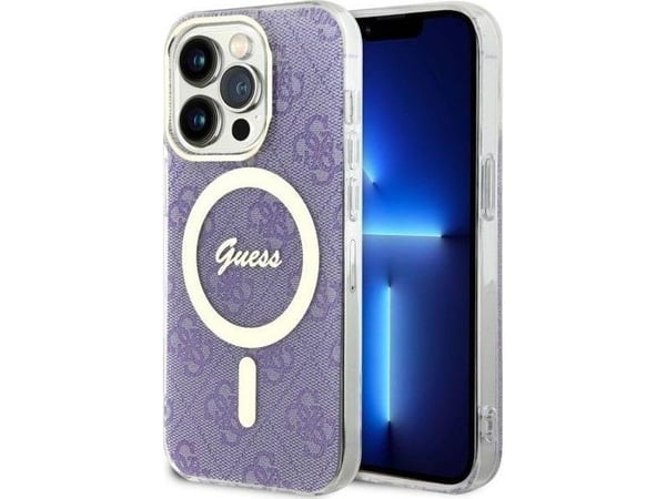 Deklas GUESS GUHMP14LH4STU iPhone 14 Pro 6,1" lila/lila hårdskalskydd 4G MagSafe Deklas GUESS GUHMP14LH4STU iPhone 14 Pro 6,1" lila/lila hårdskalskydd 4G MagSafe
