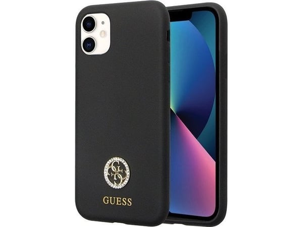 Guess silikoni kotelo Strass 4G logo iPhone 11 / Xr - musta