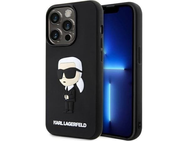 Karl Lagerfeld KLHCP14L3DRKINK iPhone 14 Pro 6,1" hardt deksel Rubber Ikonik 3D svart