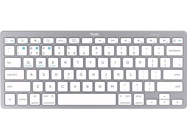 Trust - Tastatur - trådløs - Bluetooth 4.0 - QWERTY - USA - sølv